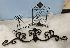Two Metal Wall Plaques and Picture Stands