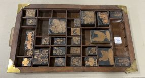 Old Printers Tray with 24 Printers Blocks