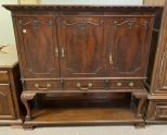 Antique Burl Mahogany Ball-n-Claw Liquor Cabinet