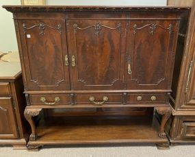 Antique Burl Mahogany Ball-n-Claw Liquor Cabinet