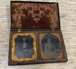 Antique Tin Type Photos In Unique Case