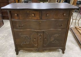 Antique Pressed Oak Server