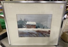 G.M. Perry 1979 Watercolor of Cabin