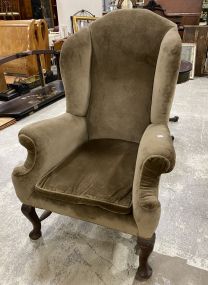 Large Queen Anne Taupe Arm Chair