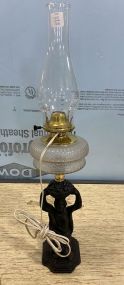 Black Iron Figural Electric Oil Lamp