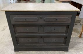 Painted Antique Marble Top Chest