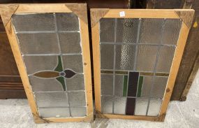 Pair of Stained Glass Window Panels