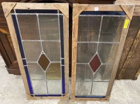 Pair of Stained Glass Window Panels