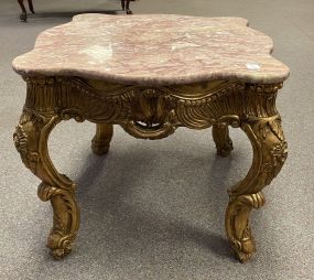 Gold Gilt Marble Top Accent Table