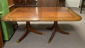 Banded Mahogany Double Pedestal Dining Table