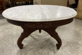 Vintage Victorian Style Mahogany Marble Top Coffee Table