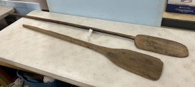 Two Primitive Hand Crafted Paddle