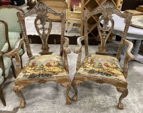 Antique Reproduction Distressed Painted Ball-n-Claw Arm Chairs