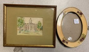 MJ Dunn Sketch Print and Vintage Oval Picture Frame