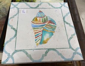 Signed Seashell Artwork on Canvas