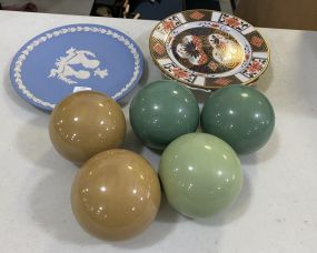 Collectible Wedgwood, Porcelain Plates, and Pottery Balls