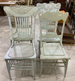 Four Painted Pressed Oak Table Chairs