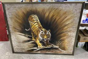 Large Hand Painted Tiger Signed