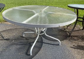 Large White Glass Top Patio Table