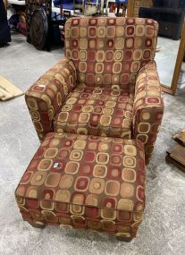 Upholstered Dotted Arm Chair and Ottoman