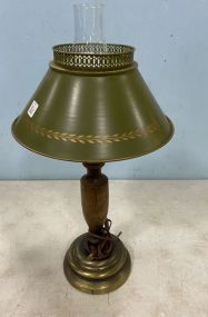 Vintage Wood and Metal Shade Lamp