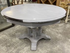 Painted Teal Pedestal Round Table