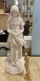 Young Heroine Joan of Arc Statue and Amilcare Santini Sculpture Venus De Milo Neo Classical