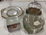 9 Salad Serving Dishes, Set of 6 Crystal Coasters, Covered Cheese Dish Wooden Base, and Glass Platter