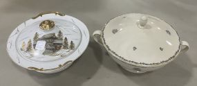 2 Covered Dishes Marked Bavaria and Gem China.
