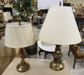 Mid Century Brass Table Lamp and Mid Century Candle Stick Lamp