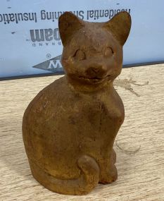 Wood Painted Cat Figure