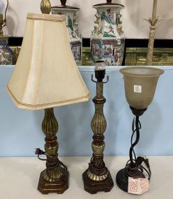 Pair of Decorative Lamps and Torchiere Lamp