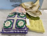 2 Crocketed Pillows, Yellow Crocketed Baby Blanket, Place Mats