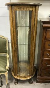 Vintage Oak Cylinder Curio Cabinet