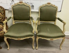 Pair of Painted French Style Arm Chairs