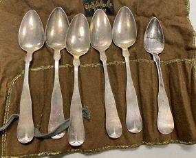 Six Coin Silver Flatware Spoons