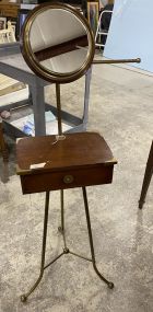 Antique Brass and Wood Shaving Stand