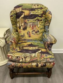 Asian Design Wing Back Arm Chair