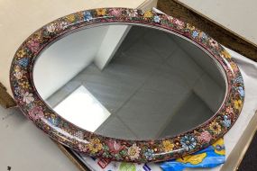 Floral Ceramic Framed Oval Mirror