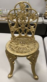 Mini Gold Painted Metal Doll Chair