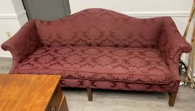 Red Camel Back Upholstered Sofa