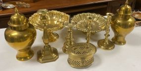 Group of Brass Decor and Serving Ware