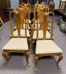 Eight Cherry Queen Anne Dining Chairs