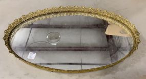 Oval Vintage Gold Filigree Dresser Tray
