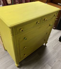 Depression Era Yellow Painted Chest of Drawers
