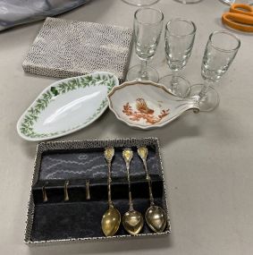Italy Demitasse Spoons, Glass Cups, and Plates