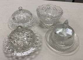 Three Covered Cheese Dishes and Bowl