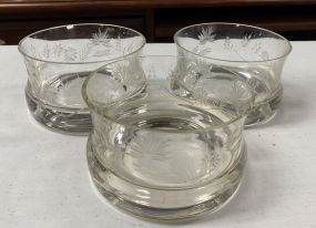 Three Etched Glass Bowls