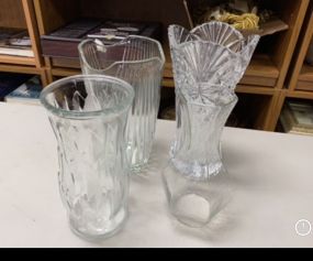 Four Pressed Glass Vases
