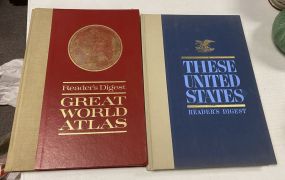 Two Reader's Digest Great World Atlas and These United States